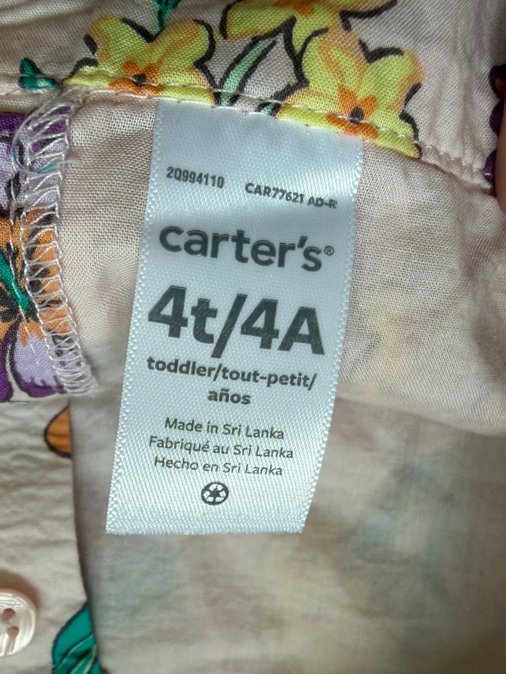 Carters Cotton Cottage Pink Floral Shirt & Ruffled Shorts Matching Set Girls 4T - Picture 12 of 13
